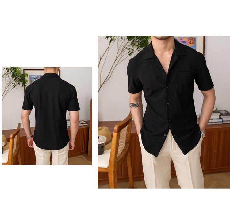 Men's Premium Knit Cuban Collar Shirt