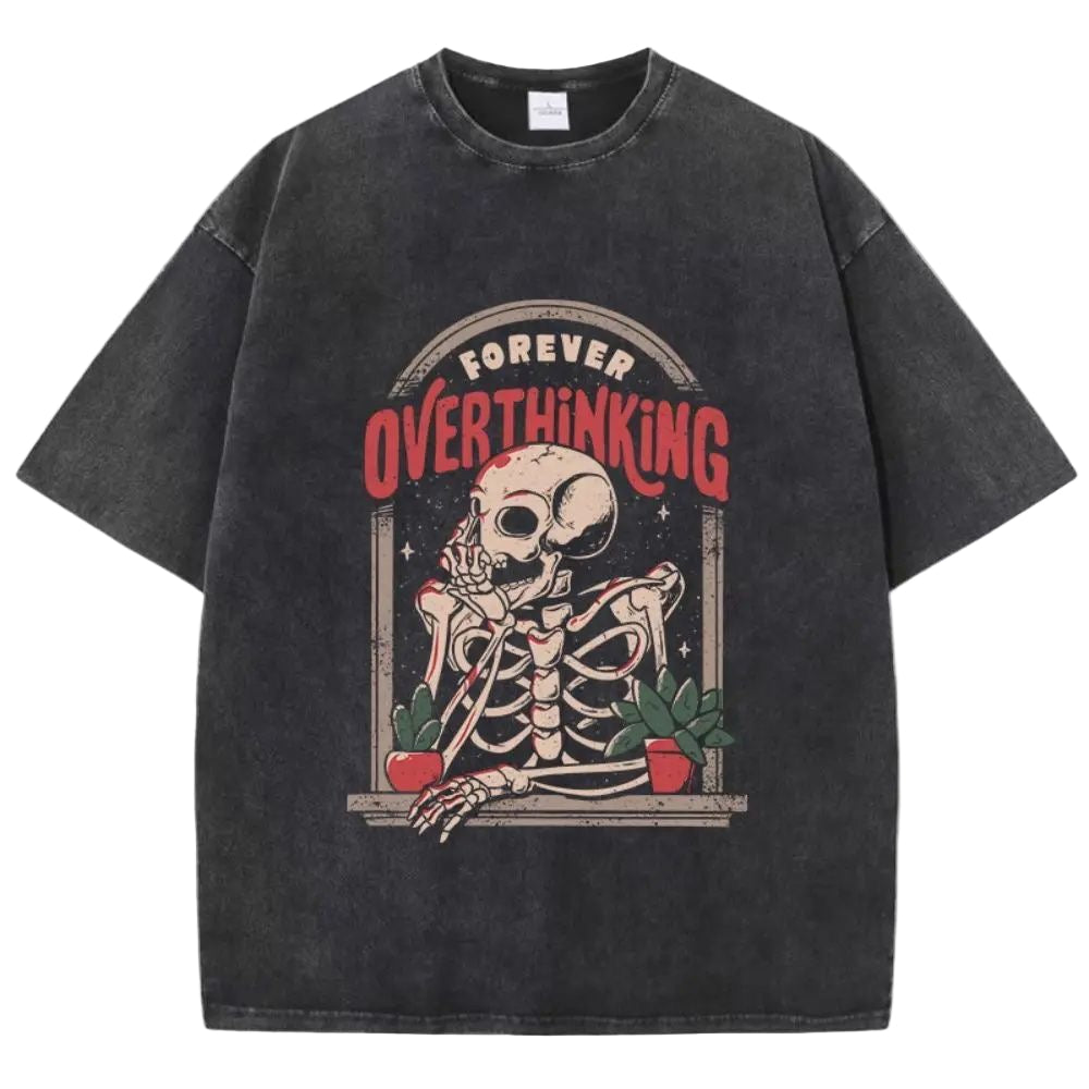 Oversized "Forever Overthinking"  T-Shirt - Vintage Wash