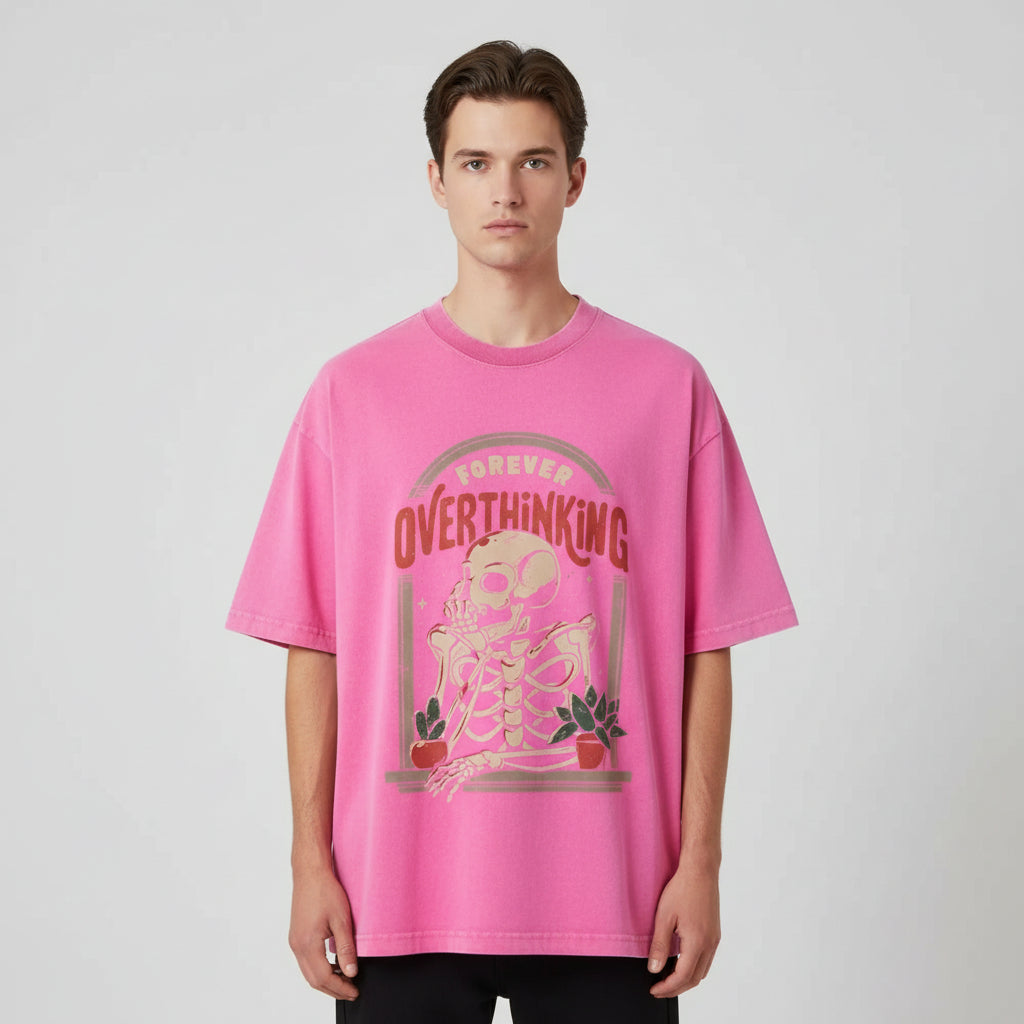 Oversized "Forever Overthinking"  T-Shirt - Vintage Wash