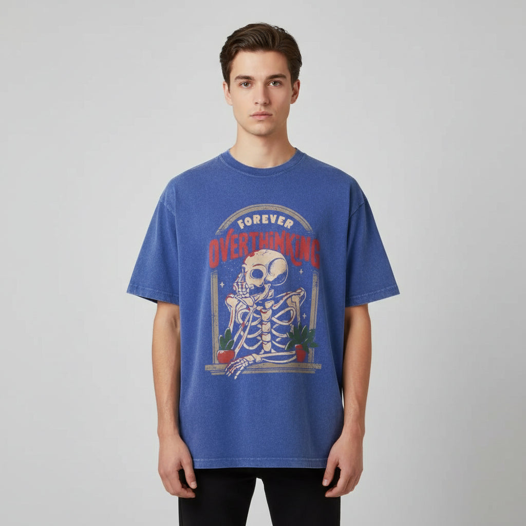 Oversized "Forever Overthinking"  T-Shirt - Vintage Wash