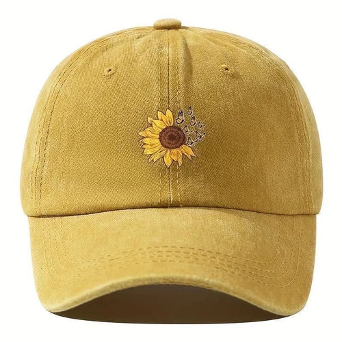 Embroidered Sunflower Butterfly Cap