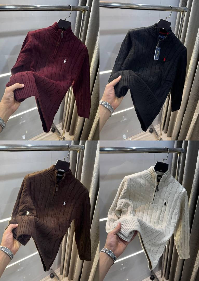 Men's Classic Cable Knit Quarter-Zip Sweater